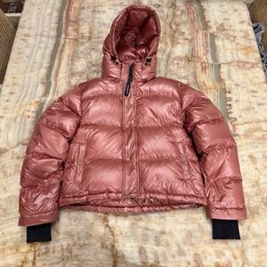 Superdry Sport Womens Hooded Puffer Jacket Pink Copper Quilted Coat Size XS